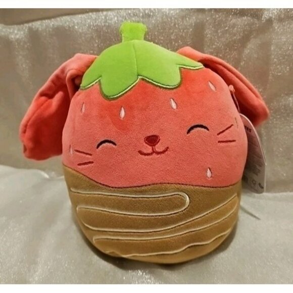 Original Squishmallows 8" Gunda The Strawberry Bunny Dipped in Chocolate - Picture 2 of 7